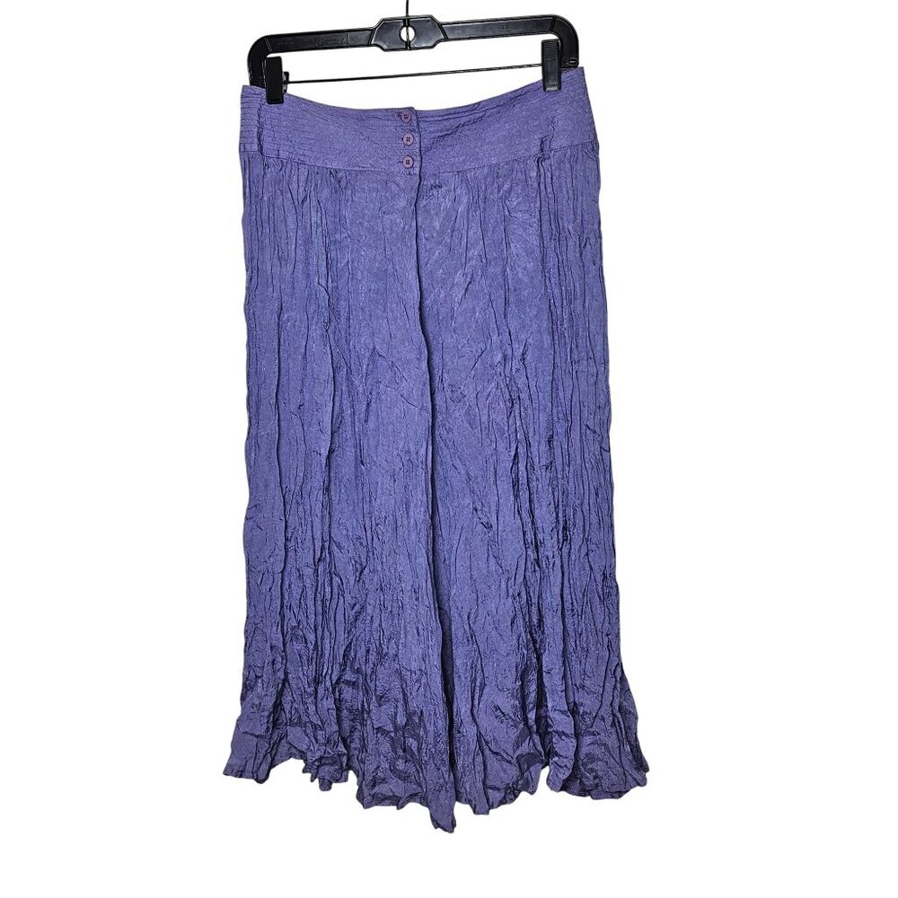 Vintage Shirtstrings Crinkle Purple Maxi Skirt Size 11/12 Rayon Womens Boho USA‎